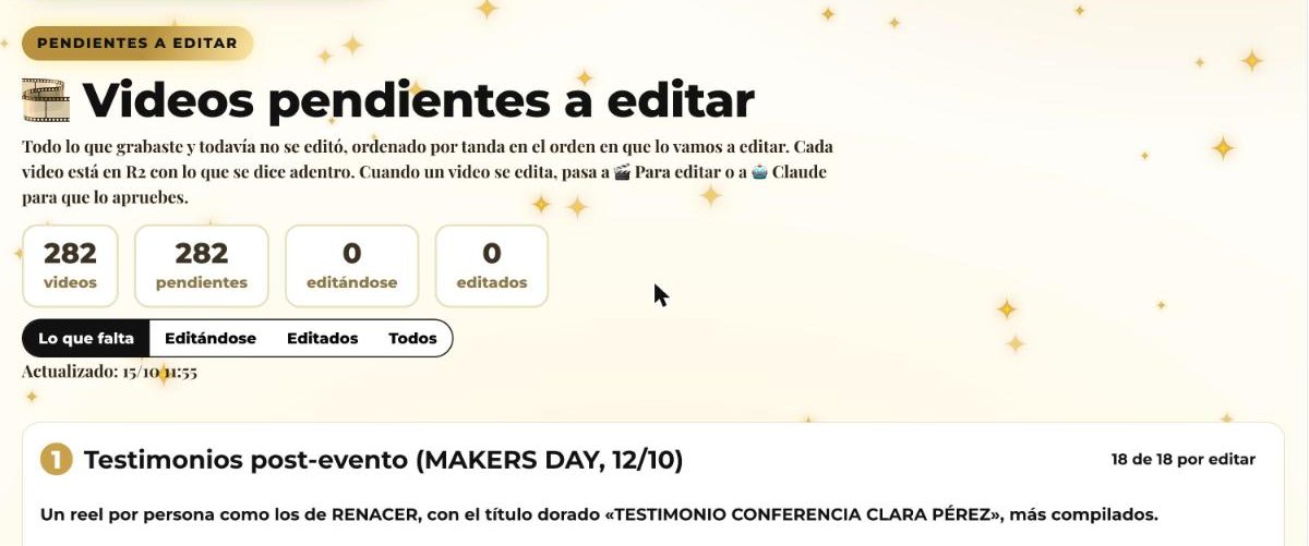 Videos pendientes a editar